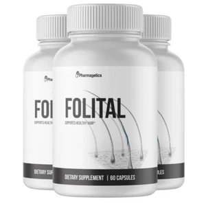 Folital Extra Strength Vitamins for Hair, Skin, & Nails  3 Bottles 180 Capsules - Picture 1 of 4