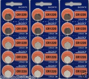 15 PCS SONY CR1220 1220 LITHIUM 3V BUTTON COIN CELL WATCH BATTERIES - Picture 1 of 1