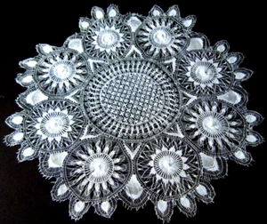 Antiguo Combo Tapete Nanduti Aguja Tejer Aguja Encaje 13" Diámetro - Imagen 1 de 4