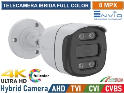 TELECAMERA IBRIDA 4IN1 BULLET FULL COLOR 2.8MM 8MPx 4K VISIONE NOTTURNA A COLORI - Immagine 1 di 3