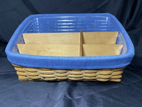 Longaberger Basket Sort Store Desk OFFICE ORGANIZATION STORAGE Blue Liner Signed Cover