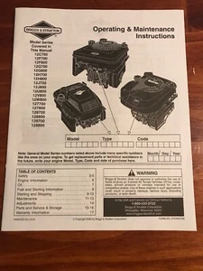 Briggs & Stratton Operating & Maintenance Instructions - Picture 1 of 1