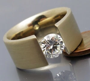 MATURE DESIGN - HIGH QUALITY 1.50 CARAT BRILLIANT CLAMPING RING - 585 WHITE GOLD - Picture 1 of 10