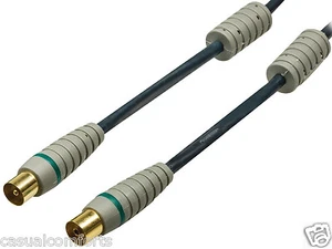 2M TV AERIAL FREEVIEW RF COAXIAL MALE PLUG TO FEMALE SOCKET CABLE 100Hz FLY LEAD - Picture 1 of 4
