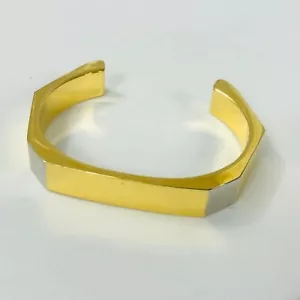 Modernist Cuff Bracelet Two Tone Gold Vintage Koret 6.5" - Picture 1 of 9