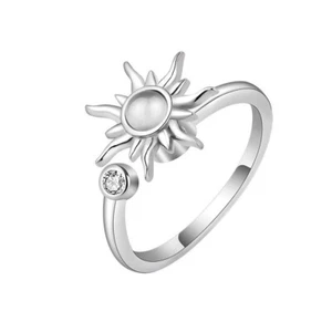 Anillo giratorio antiestrés de oro 18K, anillo giratorio antiestrés solar gótico para mujer - Imagen 1 de 4