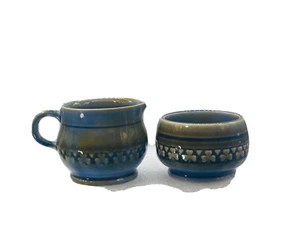 Juego de azúcar y crema de cerámica de porcelana irlandesa Wade verde azul trébol cuenco  - Imagen 1 de 10