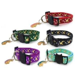 5x Cat Collar with Moon Pendant + Star for Small Medium Girl Dogs, Cats - Picture 1 of 8