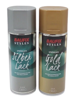Baufix Gold Silber Lackspray 400ml Farbspray Sprühdose Lack Buntlack Sprühfarbe
