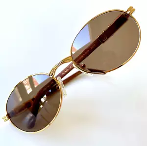 Vintage Porta Romana 25 Sunglasses 22K Oro Chapado Madera 52/18 Unisex Nú Sully - Imagen 1 de 14