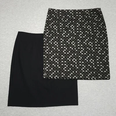 Lot of 2 Halogen Skirts Women's 10 Solid Black & Geometric Gray Knee Length NEW - Image 1 of 4