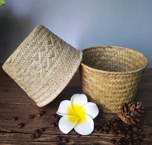 Storage Basket Home,Handmade Rattan Straw Flower Pot Planter Wicker Clothing Toy - Picture 1 of 3