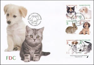 Dogs Puppies Bunny Kitty Cats Pets Man's Best Friends Finland FDC Sheet 2012 - Picture 1 of 1