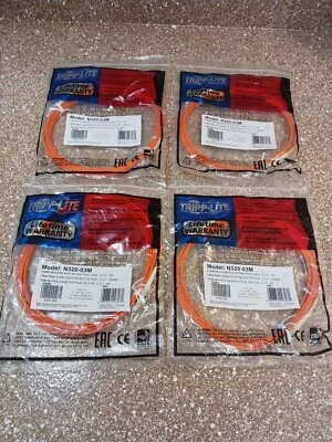 4 Bags Tripp-Lite N320-03M 3M Duplex Multimode LC/LC Fiber Patch Cables – Bulk L - Image 1 of 3