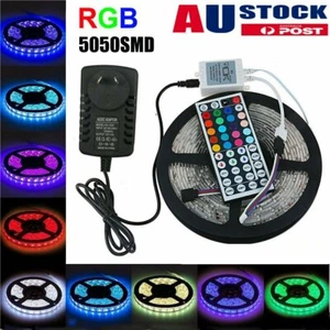 LED Strip Lights 5M RGB 5050 SMD Full Kit 44Key Remote controller 12V 1A Power - Picture 1 of 12