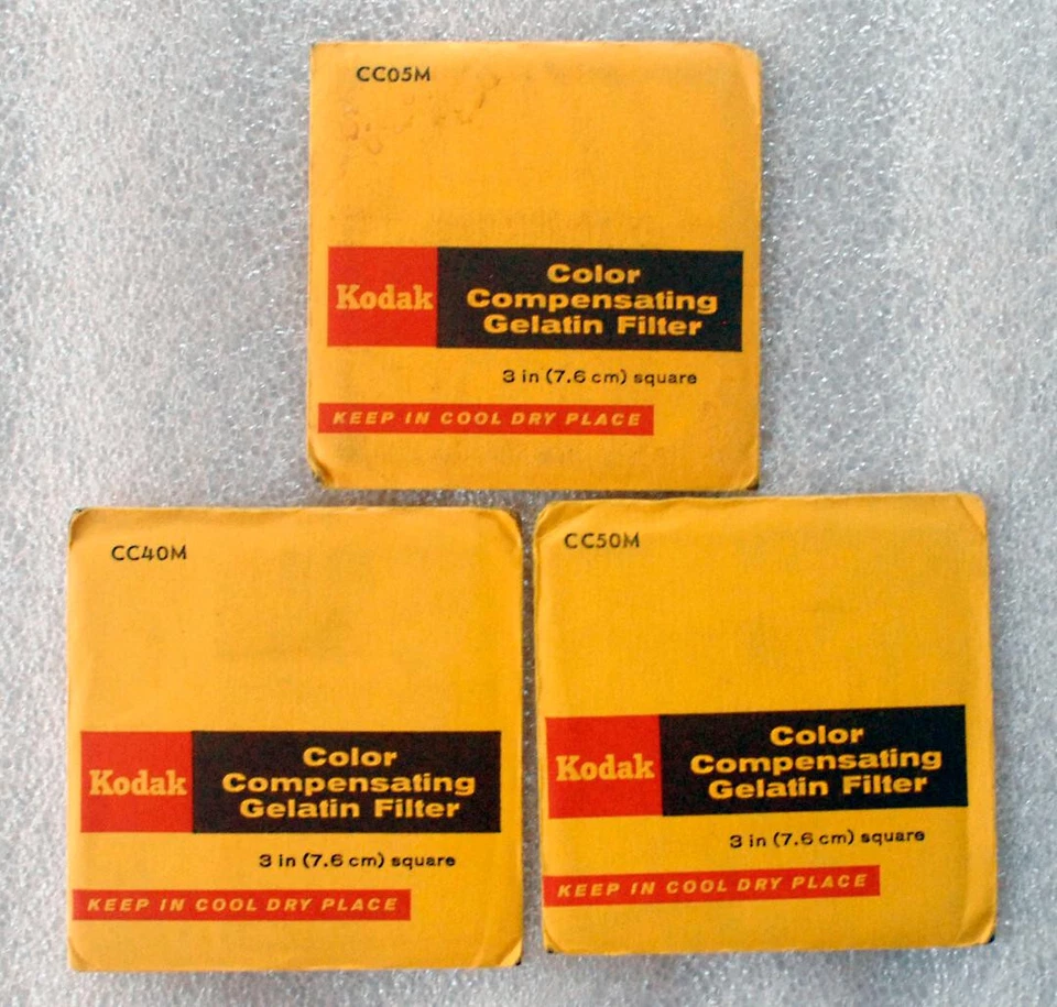 3 KODAK GELATIN FILTER 100mm CC05M CC40M  CC50M Magenta UNOPENED 3" x 3" - Image 1 of 1
