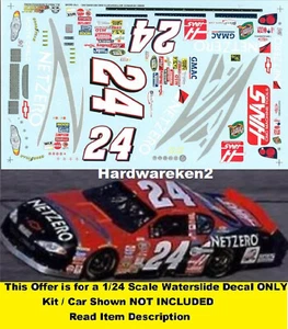 NASCAR DECAL #24 NET ZERO 2002 BGN MONTE CARLO JACK SPRAUGE SLIXX 1/24 - Picture 1 of 5