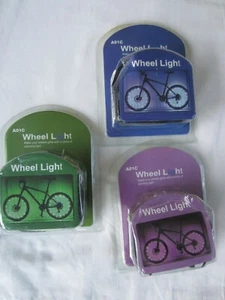 Juego de 3 kits de luces de seguridad para ruedas de bicicleta de modo doble 1 azul, 1 verde, 1 rosa - Imagen 1 de 8