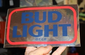 GENINE VINTAGE Shiny Metallic Bud Light Vinyl Aufkleber Abziehbild 9 1/8" x 5 1/4" 1985 - Bild 1 von 12