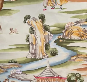 SCALAMANDRE Shanghai Hand print Toile Chinoiserie Cotton France Remnant New - Picture 1 of 1