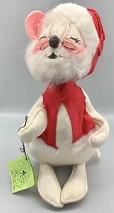 Vintage 1976 Annalee Mobilitee Doll 12” White Santa Mouse - Picture 1 of 11