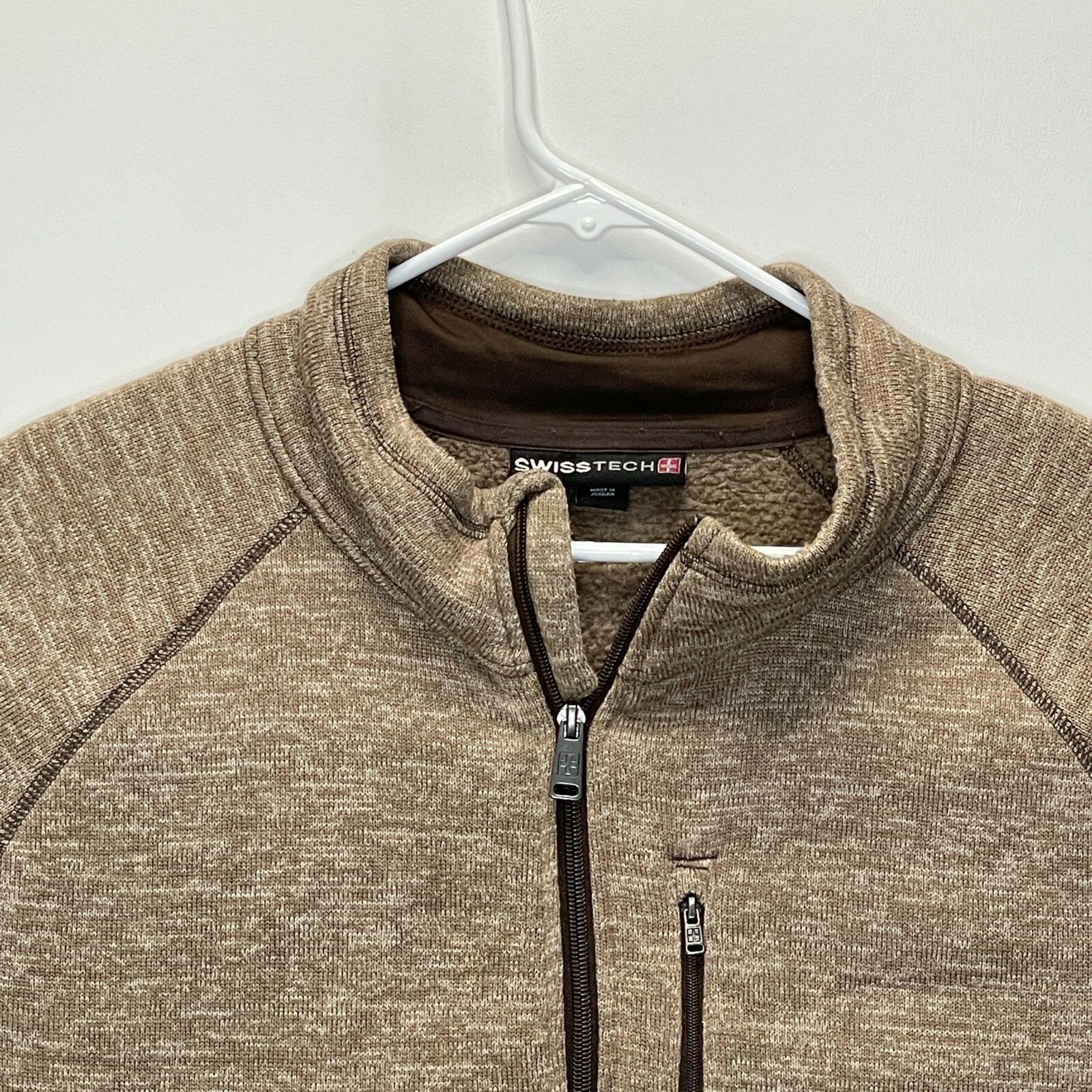 Swiss Tech Mens Full Zip Sweater Brown 