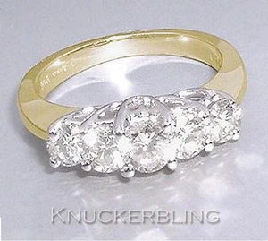 Diamond 5-stone Ring 1.00ct VS2 Round Brilliant Cut in 18ct Gold Engagement - Picture 1 of 1