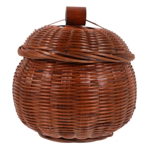 Storage Basket Desktop Bamboo Woven Storage Holder Storage Organizer with Lid - Picture 1 of 12