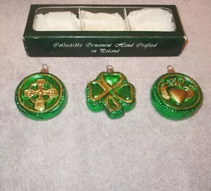 IRISCHES mundgeblasenes Glas ORNAMENTE Glitzer KELTISCHES Kreuz KLEEBLATT St. Patricks KLEEBLATT - Bild 1 von 10