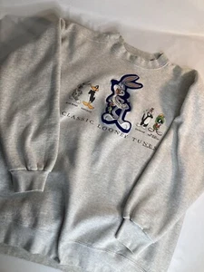 Looney Tunes Vtg 1993 Sylvester Marvin Bugs Daffy Gray Sweatshirt  XL - Picture 1 of 7
