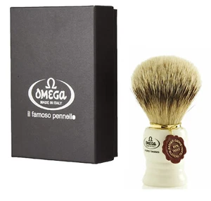 Omega 641 Tasso Pinsel (1. Grad) Bart-Griff aus weißem Harz (Made in Italy) - Bild 1 von 4