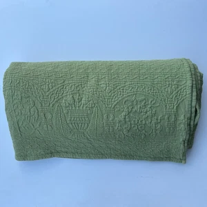 Williamsburg Full Bedspread Olive Green Royal Heritage Home Cotton Hand Made - Picture 1 of 14