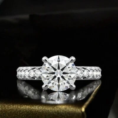  Anillo de diamantes de corte redondo de oro blanco de 18 k IGI Black Friday venta 1,40 quilates creado en laboratorio Foto 1 de 4