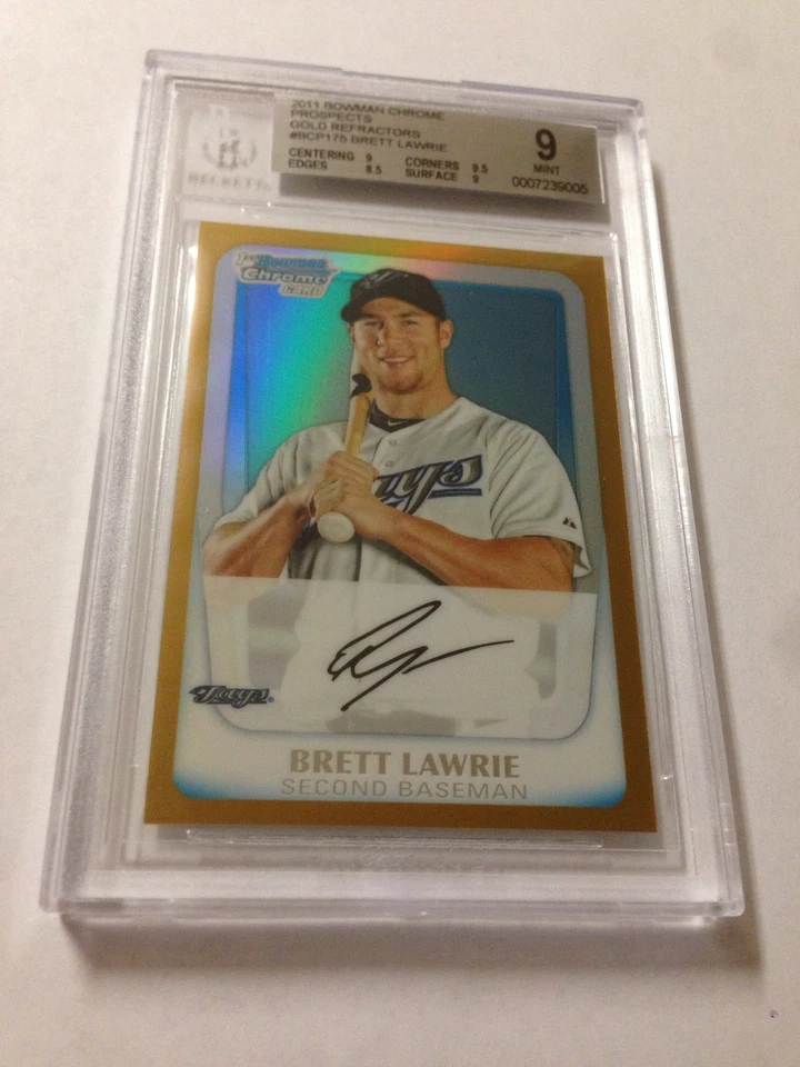 Bowman 2011 primer refractor cromo oro novato Brett Lawrie RC/50 BGS 9 como nuevo Foto 1 de 1