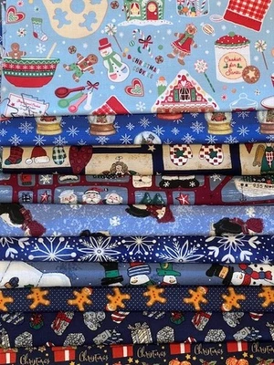 Lote de tela acolchada - Navidad vacaciones invierno, 10 cuartos de grasa + 1 GRATIS! Foto 1 de 4