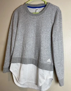 Womens sz S Adidas Sweatshirt Gray Dual Layer Mesh Jersey Trim BP9099 - Picture 1 of 7