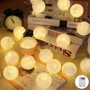ELINKUME LED Cotton Ball String Lights,3.3M/10.83FT 20LED Battery Powered Strin - Picture 1 of 8
