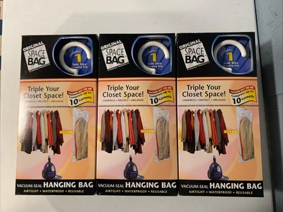 Nuevo Lote De 3 Bolsas Espaciales Originales Sello al Vacío Bolsas Colgantes Tamaño Traje Foto 1 de 4