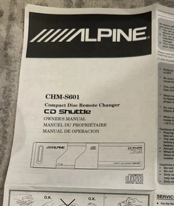 Alpine CHM-S601 Fold-Out Owners Manual CD Shuttle in English, French and Spanish - Picture 1 of 5