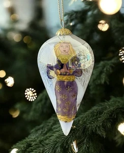Pier One Li Bien Angel Teardrop Glass Christmas Ornament Hand Painted 2001 - Picture 1 of 6