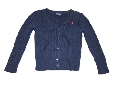 Cárdigan suéter tejido con cable azul talla 5 Ralph Lauren para niñas Foto 1 de 4