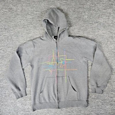 RARE VTG Y2K DC SHOES Full Zip Hoodie Sweatshirt L Gray DC Logo Skateboarding - Image 1 of 4
