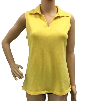 Women's Basic Editions Collared, Sleeveless Pullover Top Yellow, Size Small - Image 1 of 4