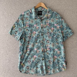 Mambo Short Sleeve Button Up Shirt Men's Size XL Blue Hula Girl Skulls Hawaiian - Picture 1 of 10