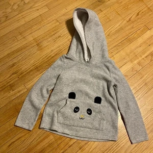 Carter’s Size 7 Gray pullover Hoodie with Panda Design Kangaroo Pocket - Picture 1 of 6