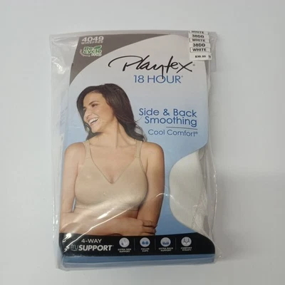 Playtex 18 Hour Wirefree Bra Women's Size 38DD White Side & Back Smoothing - Image 1 of 4