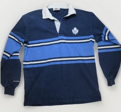 Toronto Maple Leafs Barbarian Rugby Shirt Men XL Blue Striped NHL Hockey VTG Y2K - Image 1 of 4