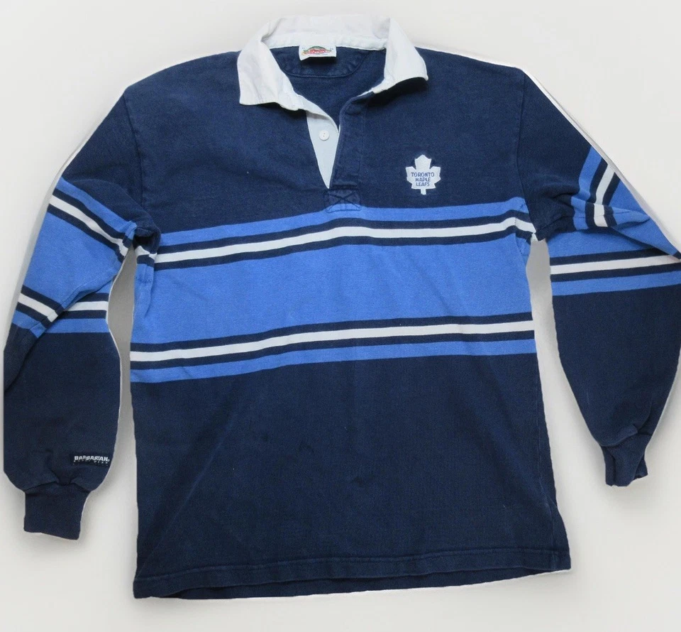 Toronto Maple Leafs Barbarian Rugby Shirt Men XL Blue Striped NHL Hockey VTG Y2K - Image 1 of 4