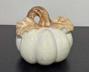 Zucca autunnale ceramica 4,5 pollici colore crema/marrone Ringraziamento/arredamento casa fattoria - Foto 1 di 7