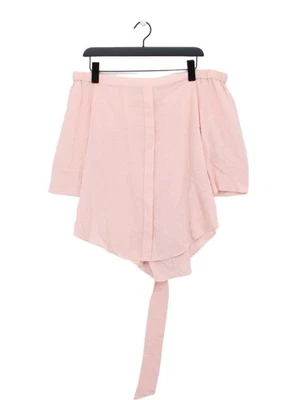 Blusa para mujer Whistles UK 12 rosa 100 % seda manga corta cuello cuadrado básica Foto 1 de 4